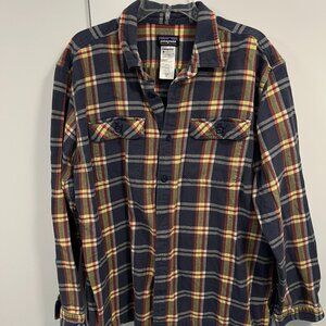 Patagonia Fjord Cotton Plaid Flannel Shirt Men’s XL Blue Red Yellow